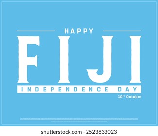 Feliz Dia da Independência de Fiji Design, Dia da Independência de Fiji, Dia Nacional de Fiji, Ilustração vetorial do Dia da Independência de Fiji sobre fundo azul, Projeto vetorial editável