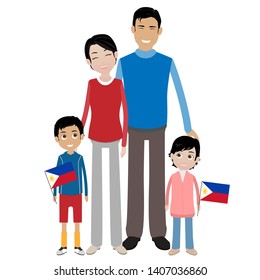 happy filipino family vector illustration
