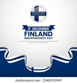 Happy Finland Independence Day December 6th Celebration Square Banner Background Design Illustration. Template for Social Media Post, Poster, Banner, Advertising, Greeting Card