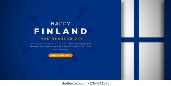 Happy Finland Independence Day Design Paper Cut Shapes Background Illustration for Poster, Banner, Advertising, Greeting Card