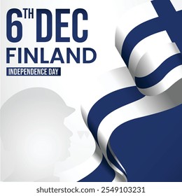 Feliz Día de la Independencia de Finlandia. Celebración del Día de la Independencia de Finlandia. Tipografía Diseño de postes para el día de la independencia de Finlandia. Bandera de Finlandia, 6 de diciembre, publicación en redes sociales, Ilustración vectorial