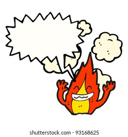 personaje de caricatura sobre el fuego feliz