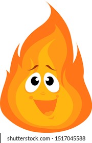 Happy fire, illustration, vector on white background.