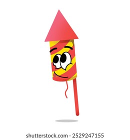 Feliz petardo mascota ilustraciones diseño de personajes. año nuevo, aniversario, cumpleaños y concepto de celebración. decoraciones y temas de eventos