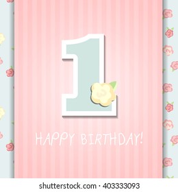 Happy First Birthday Anniversary card with roses