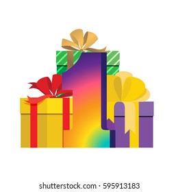 Happy first birthday candle. Baby girl greeting card. Vector illustration
