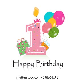 Happy first birthday card vector