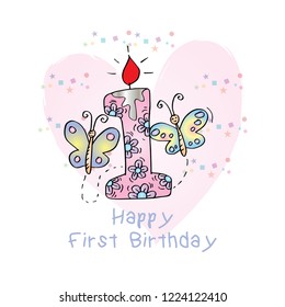 Happy first birthday greeting card