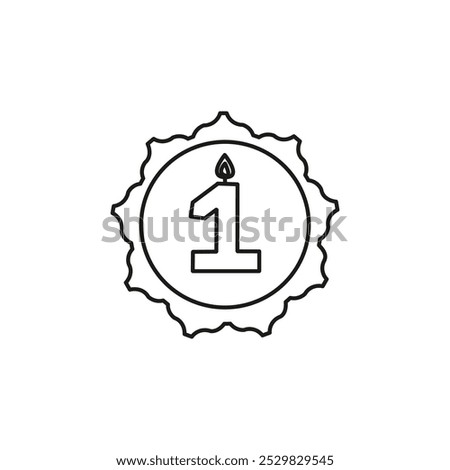 Happy first birthday icon flat line symbol set.