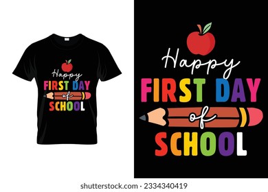 Alles Gute zum ersten Schultag Zurück zur Schule Shirt Design Vektorgrafik Vorlage drucken. Willkommen zurück zur Schule T-Shirt Design Mein erster Tag der Schule Shirt.