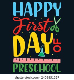 Happy first day school, preschool school Designs Bundle, Streetwear T-shirt Designs Artwork Set, Graffiti Vector Collection for Apparel and Clothing Print..