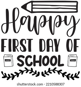 Alles Gute zum ersten Tag der Schule T-Shirt Design Vectordatei.
