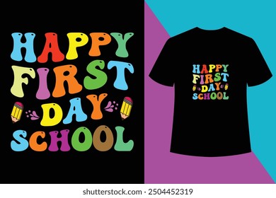 Happy First Day School,ack to School Cool,Back to school t-shirt design, first day at school , hundred days of School, typography t-shirt design for kids.
