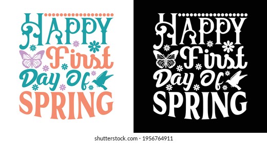 Happy First Day Of Spring Printable Vector Illustration