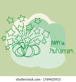 happy first muharram in cheerful green theme for bussiness card