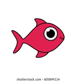 happy fish cartoon icon, vector illustration design