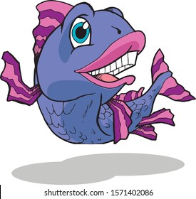 Happy Fish Cartoon Vector Illustration
