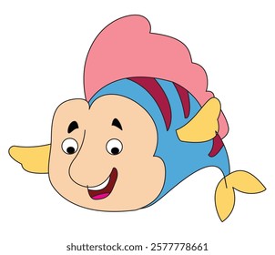 Happy fish isolated on white background