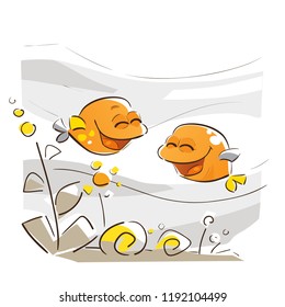 Happy Fish Laughing Together