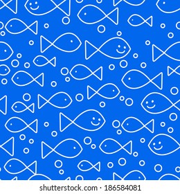 Happy fish swimming seamless pattern