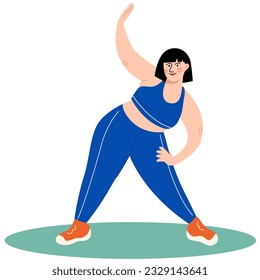 Happy fitness plus size woman. Happy body positive concept. Different is beautiful. Attractive overweight woman.