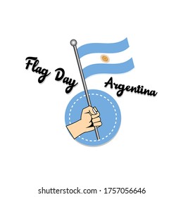 Happy Flag Argentina. Argentina Flag and vector illustration design hand-held flag