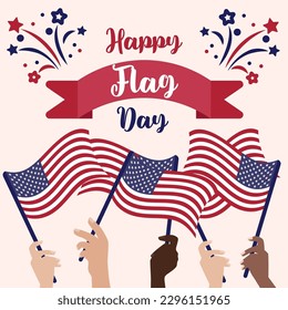 Happy Flag Day Hintergrundvorlage. Vektorgrafik eines Hintergrunds für den Tag der glücklichen Flagge. Flag-Tag-Banner oder -Badge.Kreative Illustration, Poster oder Banner des Tag der Flag
