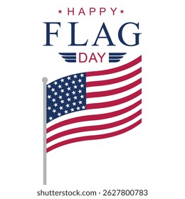 Projeto Happy Flag Day. Ilustração vetorial do feriado nacional americano com bandeira dos EUA