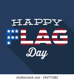 Happy Flag Day Flat Long Shadow American Flag Retro Vector