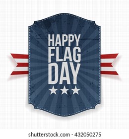 Happy Flag Day patriotic Label with Ribbon