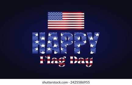 Happy Flag Day Text With Usa Flag And Blue Radial Background Design