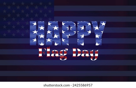 Happy Flag Day Text With Usa Flag And Blue Radial Background Design