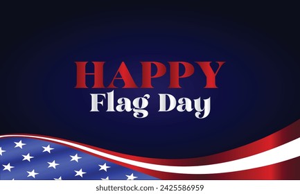 Happy Flag Day Text With Usa Flag And Blue Radial Background Design