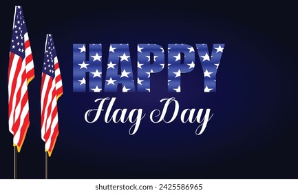 Texto Del Día De La Bandera Feliz Con La Bandera De Estados Unidos Y El Diseño De Fondo Radial Azul