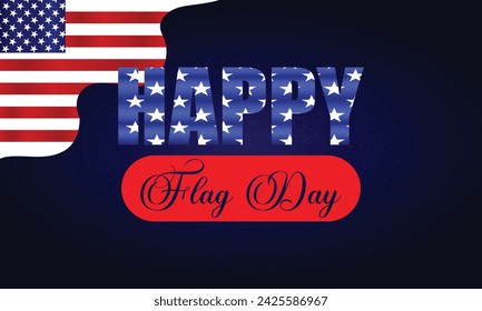 Happy Flag Day Text With Usa Flag And Blue Radial Background Design