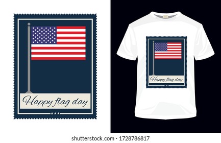 Plantilla de arte vectorial "Feliz día de la bandera". Se puede usar para imprimir camisetas, imprimir trajes, almohadas, diseño de huellas de moda, ropa infantil, ducha de bebé, saludo y postal. 