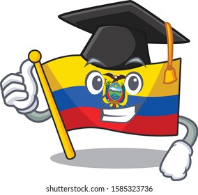 happy flag ecuador wearing a black Graduation hat