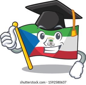 happy flag equatorial guinea Scroll wearing a black Graduation hat