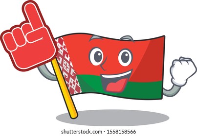 Happy flag foam finger belarus cartoon character style