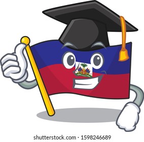 happy flag haiti Scroll wearing a black Graduation hat