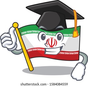 happy flag iran wearing a black Graduation hat