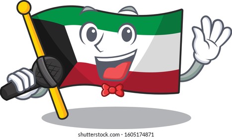 Happy flag kuwait singing on a microphone