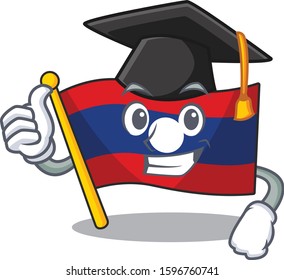 happy flag laos Scroll wearing a black Graduation hat