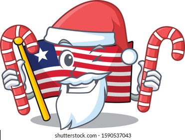 Happy flag liberia Scroll Cartoon character in Santa with candy