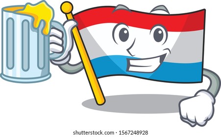 Happy flag luxembourg holding a glass With juice