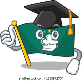 happy flag macau wearing a black Graduation hat