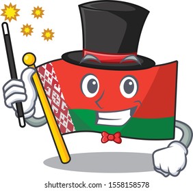 Happy flag magician belarus cartoon character style