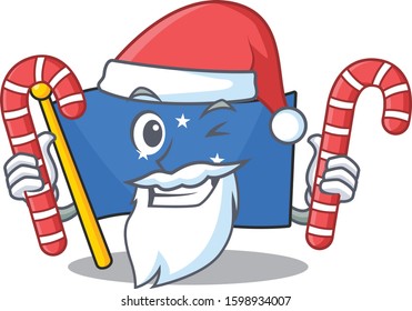 Happy flag micronesia Scroll Cartoon character in Santa with candy