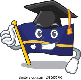 happy flag nauru Scroll wearing a black Graduation hat