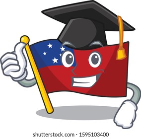 happy flag samoa Scroll wearing a black Graduation hat